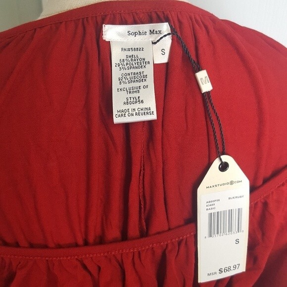 Sophie Max Red Black Wiggle Dress NWT - Picture 9 of 11